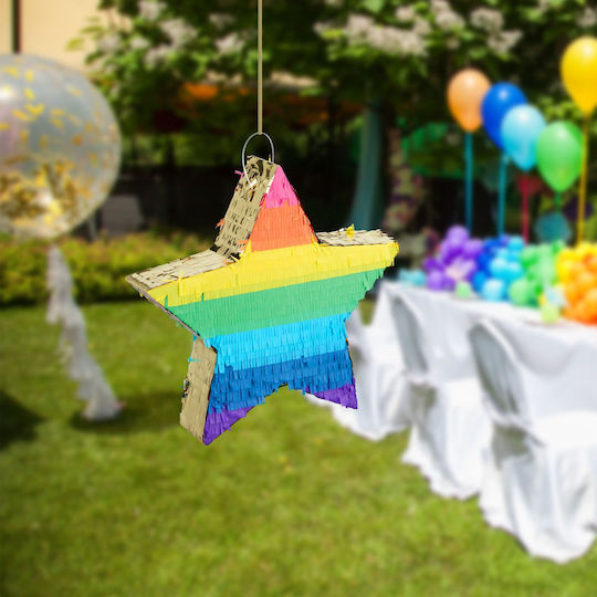 Relaxdays Pinata Stea Colorată Albastră Galbenă Aurie 49x9x45 Cm