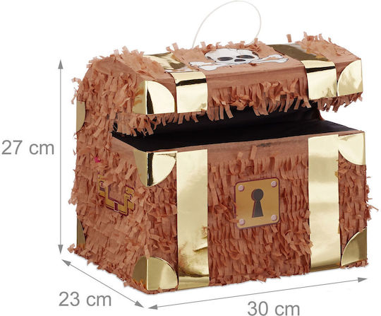 Pinata Cufăr De Comori Relaxdays 27x30x23cm Maro Auriu