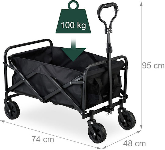 Relaxdays Sistem pentru Transport / Ridicare a Sarcinilor Pliabil pentru Sarcină de până la 100 kg în Culoare Neagră