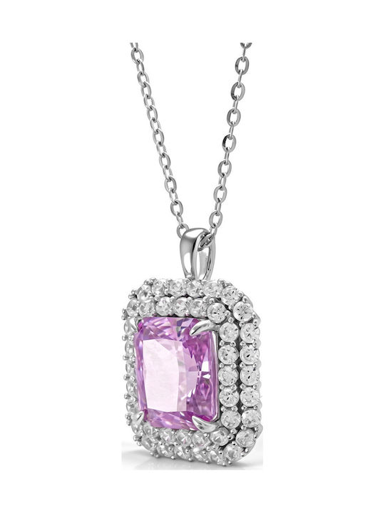 Kiriakos Gofas Silver Necklace with Purple Zircon