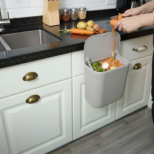 Relaxdays Coș de Gunoi Plastic Gri 9l