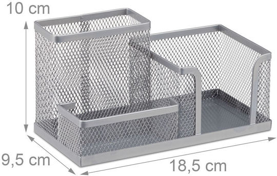 Relaxdays Schreibtischorganisator Notizbox Silber 10x9,5x18,5 cm