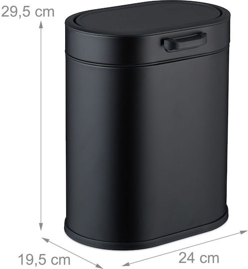 Relaxdays Coș De Gunoi Pentru Dulap Din Plastic Negru 5lt