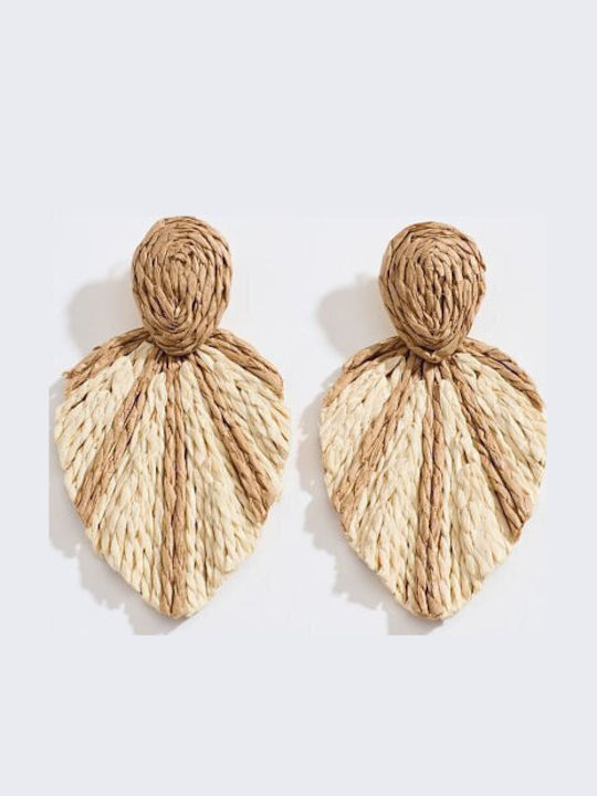 Cercei Raffia Model Frunză Bej