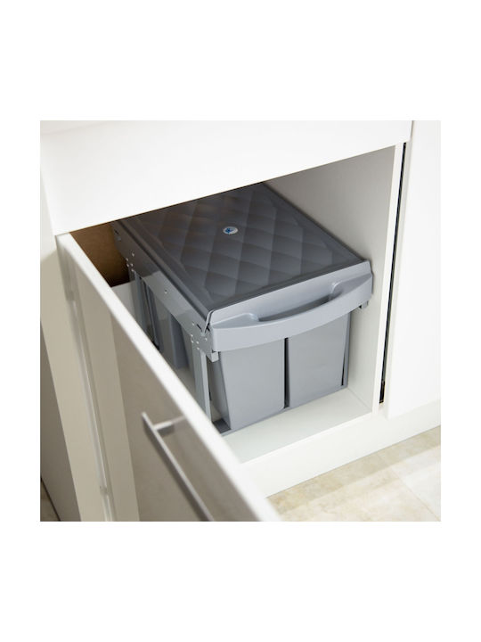 Relaxdays Coș De Gunoi Pentru Dulap Plastic Gri 8lt