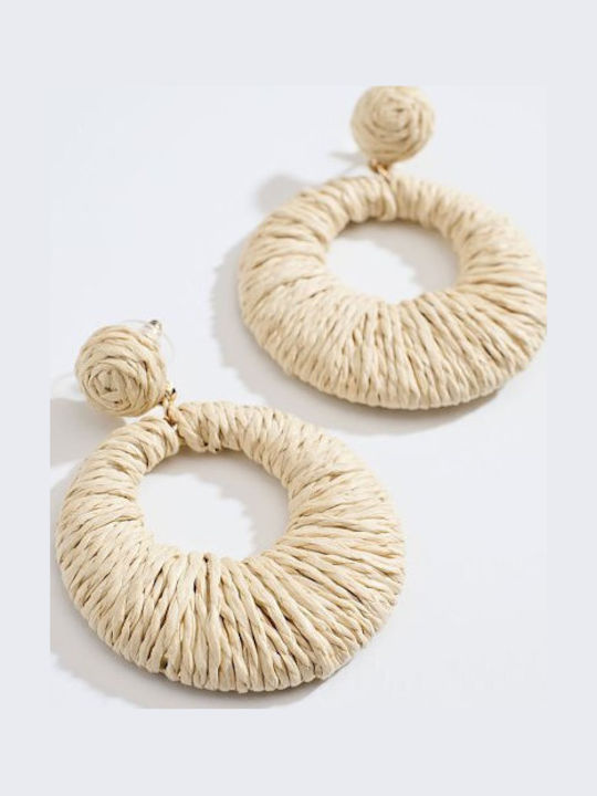Στρογγυλά Σκουλαρίκια Raffia Μπεζ