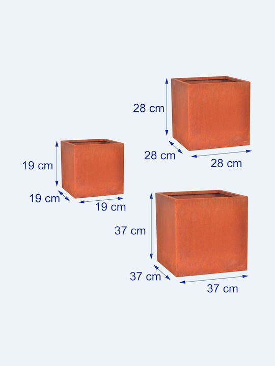 Relaxdays Pflanzentöpfe Metall Orange 3er Set