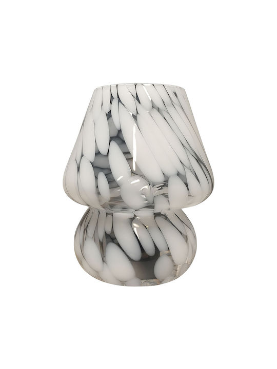 Relaxdays Lampa de Masă din Sticlă pentru Soclu E27 cu Abajur Alb și Bază