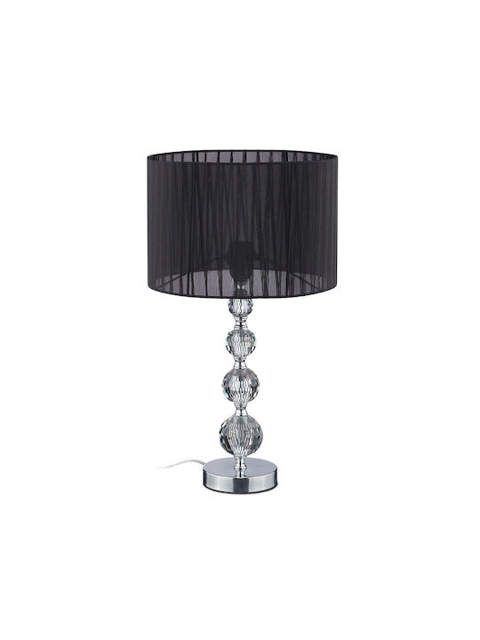 Relaxdays Lampă de Masă din Cristal pentru Soclu E27 cu Abajur Negru și Bază