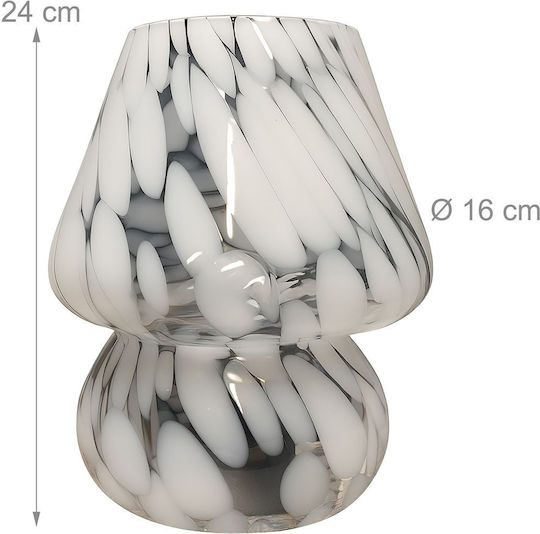 Relaxdays Glass Table Lamp for E27 Socket with White Shade and Base