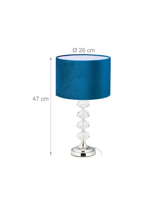Relaxdays Lampă de Masă Cristalină cu Abajur Albastru și Bază
