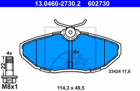Set Plăcuțe de Frână Disc Ate 13.0460-2730.2