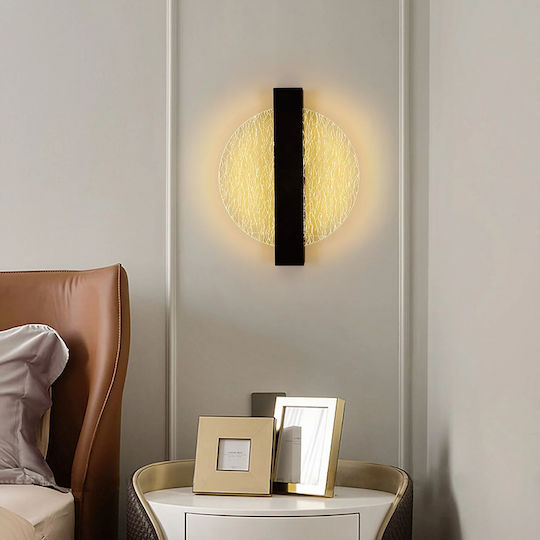 Aplica de Perete Modernă cu LED Integrat și Comutator Neagră 25x20cm