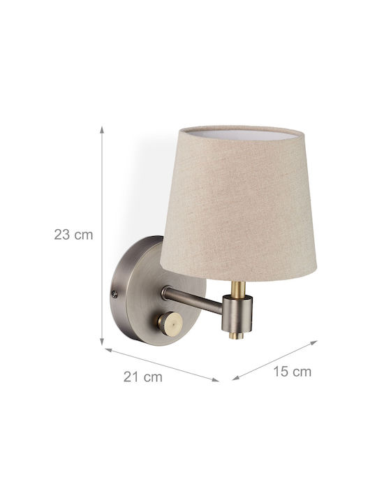 Relaxdays Lampă de Perete Vintage cu Soclu E14 Bej 23x21x15cm