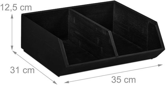 Relaxdays Организатор За Офиса С Натрупване Бамбук 12.5x31x35 См Антрацит 1 Отделение