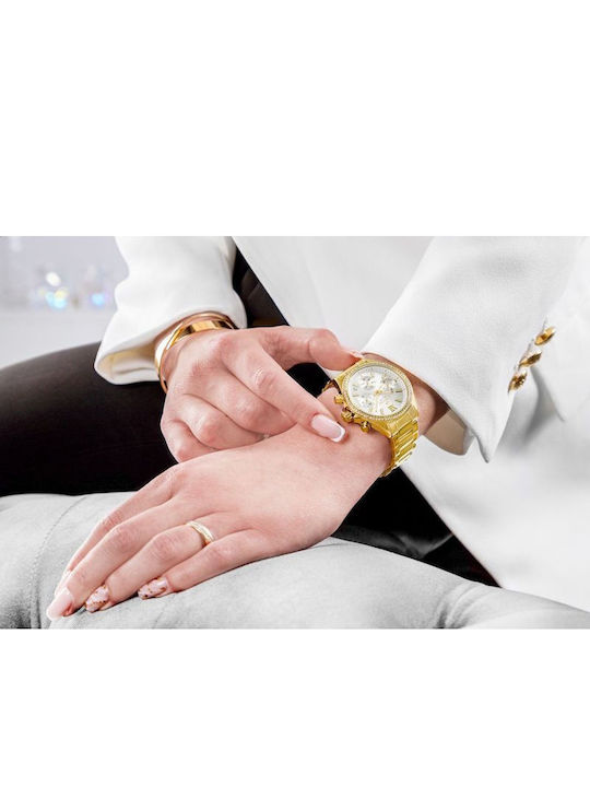 Giewont Womens Chronograph Battery Watch With Gold Metal Bracelet