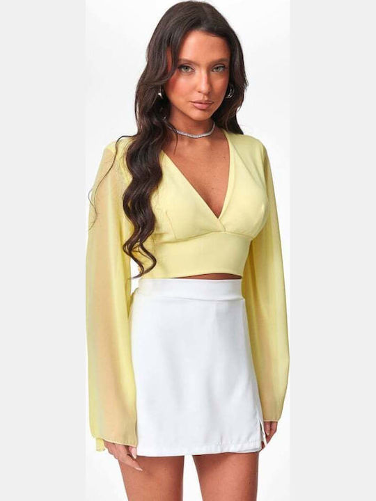 Women's Blouses Crop Top Yellow
