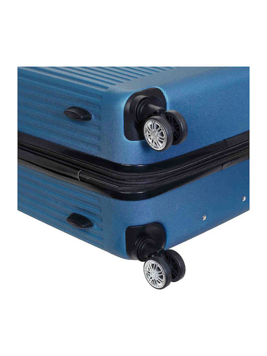 Seagull Hard Blue Travel Suitcases with 4 Wheels Set of 2 Pieces
