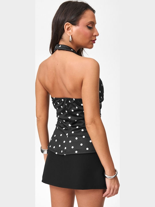 Women's Blouse Polka Dot Black