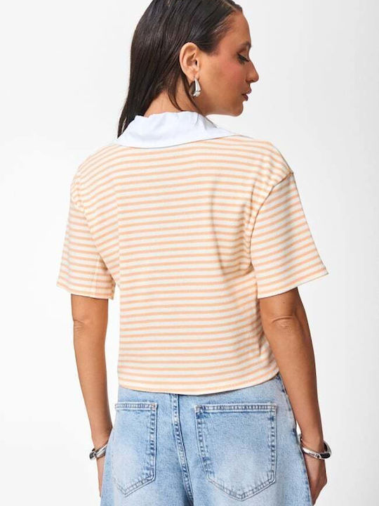 Women's Blouse Striped Orange