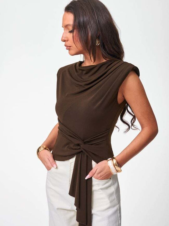 Women's Sleeveless Top Dark Brown