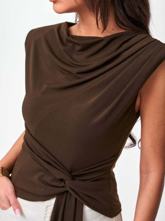 Women's Sleeveless Top Dark Brown