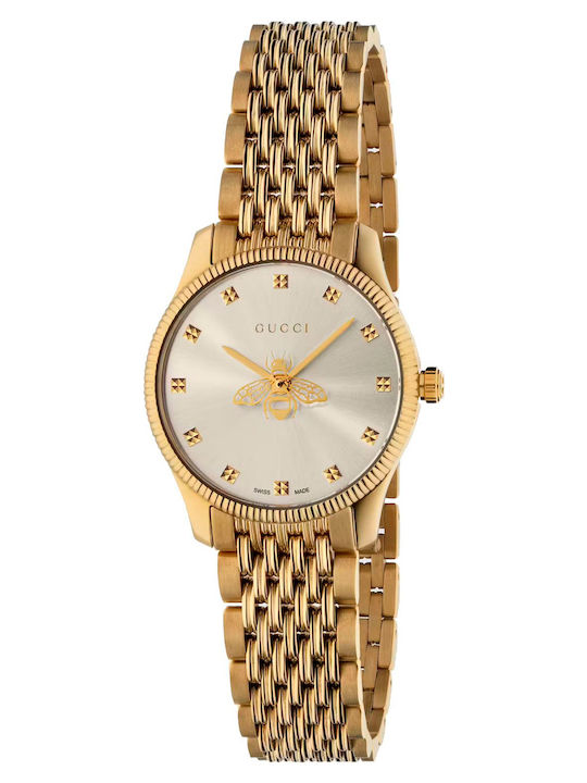Gucci Damenuhr 29mm Batteriebetrieb mit Gold Metallarmband