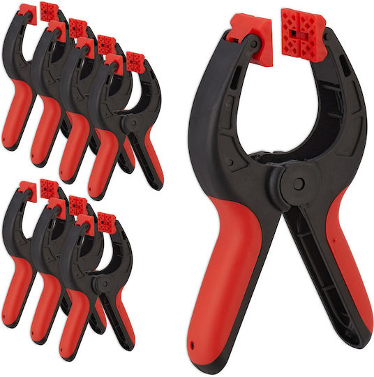 Relaxdays Clamp Set 8 Pieces Red Black 16x3x12 Cm