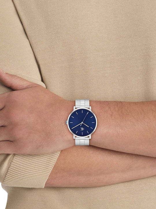 Calvin Klein Slim Case Ανδρικό Ρολόι 42mm Μπαταρίας με Ασημί Μεταλλικό Μπρασελέ