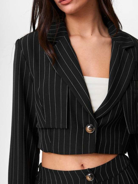 Women's Black Set with Striped Trousers