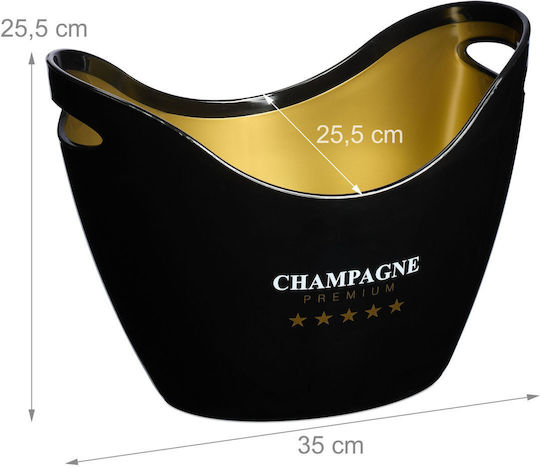 Relaxdays Champagners Simple Din Plastic Neagră 8lt Cu Dimensiuni 25.5x25.5x35cm
