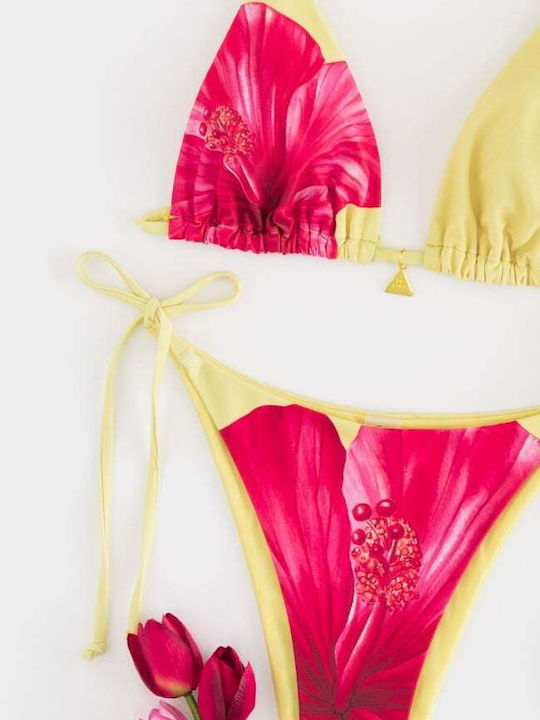 Set Bikini 3 Τεμαχίων Τριγωνάκι Κιτρινο