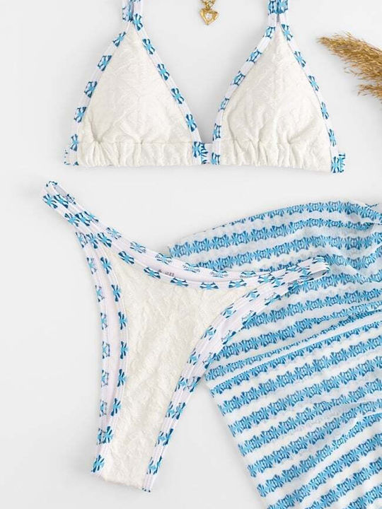 Set Bikini 3 Τεμαχίων Τριγωνάκι Ασπρο
