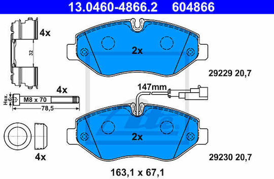 Set Plăcuțe Frână Disc Ate 13.0460-4866.2