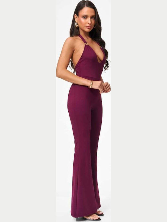 Women's Burgundy One-piece Jumpsuit