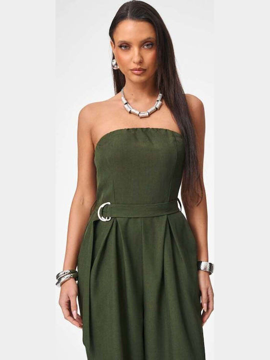 Γυναικεία Strapless Ολόσωμη Φόρμα Χακι