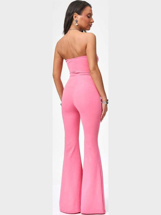 Women's Strapless Pink One-piece Jumpsuit