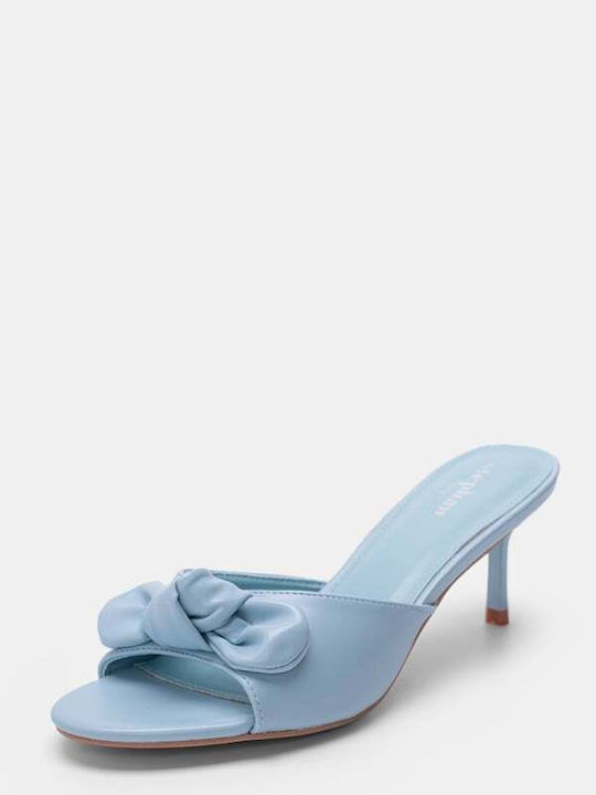 Pantofi Mules Dama Cu Toc În Albastru Deschis