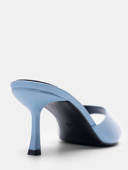 Damen Pantoletten mit Absatz in Hellblauer Farbe