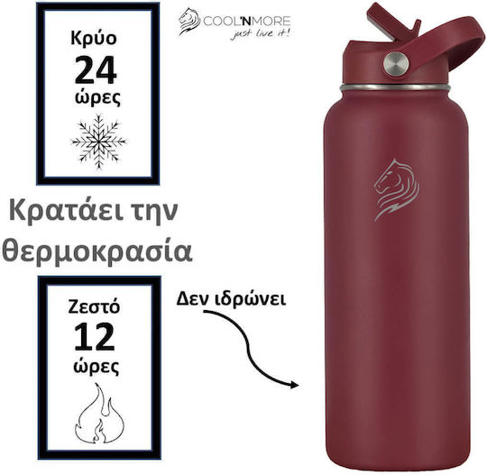 Cool'NMore Термос Бутилка От Неръждаема Стомана Без BPA 1 л Vibe Със Сламка, Дръжка, Мундщук И Примка