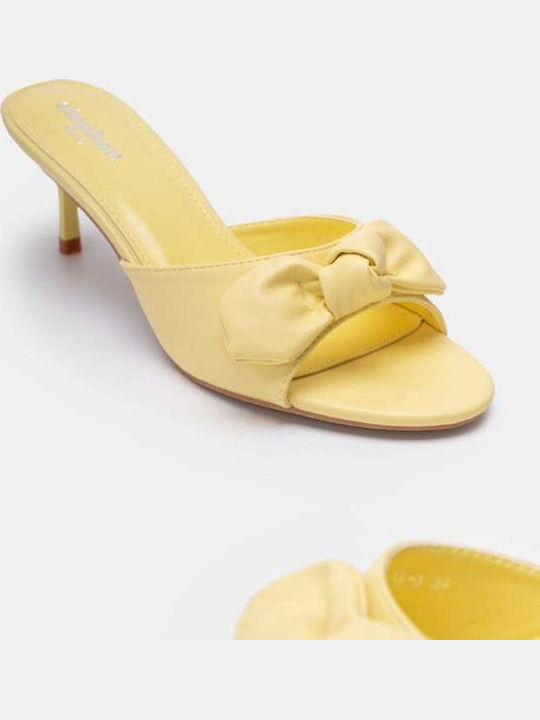 Women's Mules with Heel in Yellow Color