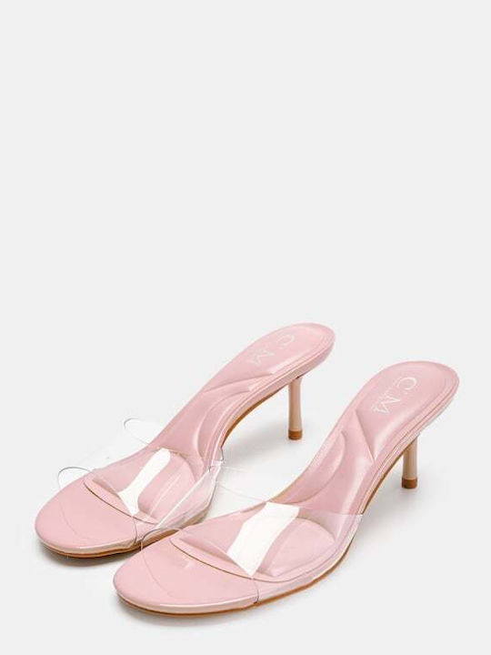 Women's Mules with Heel in Pink Color
