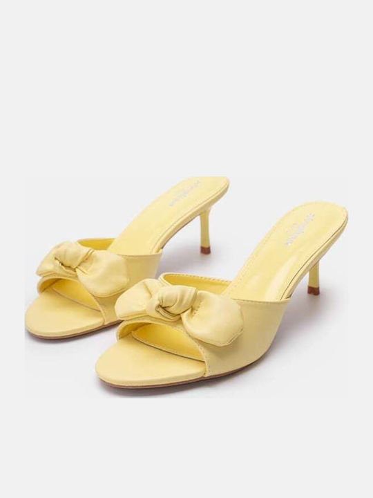 Women's Mules with Heel in Yellow Color