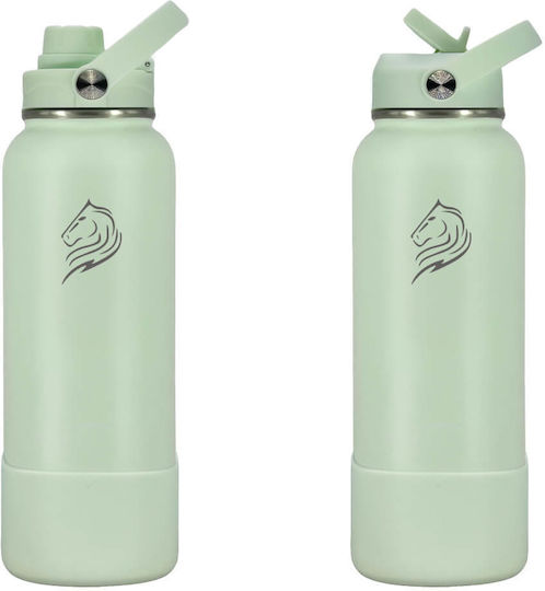 Cool'NMore Μπουκάλι Θερμός Ανοξείδωτο BPA Free 1lt Mint με Καλαμάκι, Λαβή, Επιστόμιο και Θηλιά