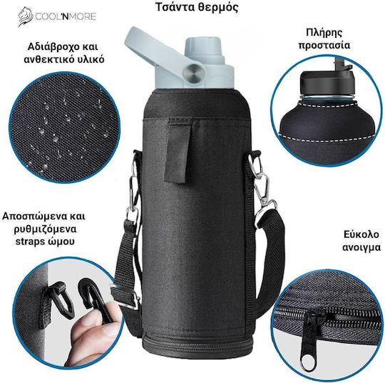 Cool'NMore Thermosflasche Rostfreier Stahl BPA-frei 1l Surf mit Stroh, Handgriff, Mundstück und Schlinge