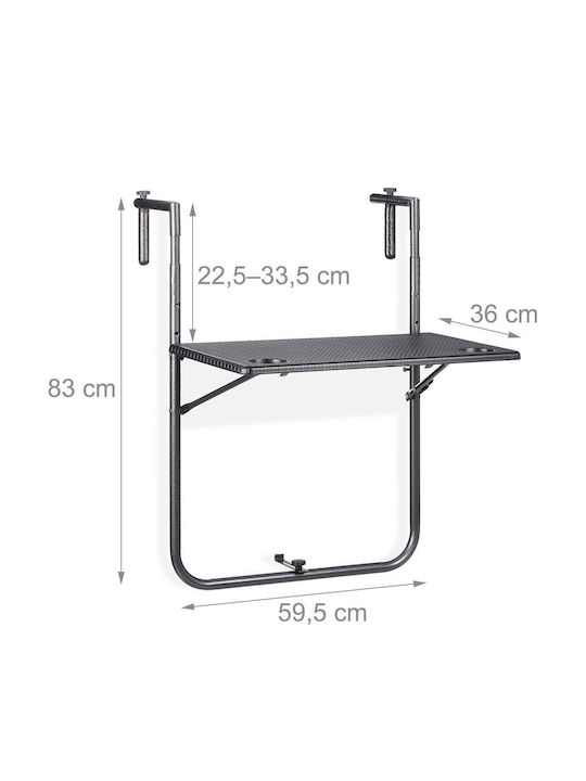 Masă Metalică Pliabilă Pentru Spații Exterioare Mici Neagră 83x59,5x59 cm
