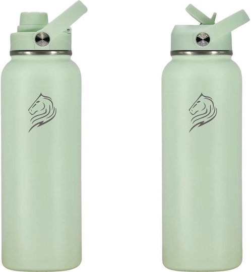 Cool'NMore Μπουκάλι Θερμός Ανοξείδωτο BPA Free 1lt Mint με Καλαμάκι, Λαβή, Επιστόμιο και Θηλιά