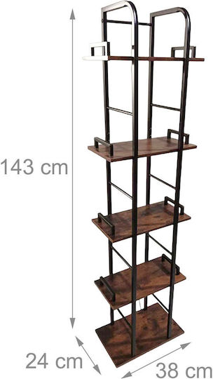 Bücherregal Braun/Schwarz 143x38x24cm