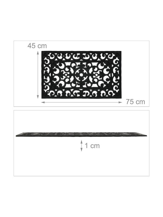 Relaxdays Входен Килим От Каучук Черен 75x45см