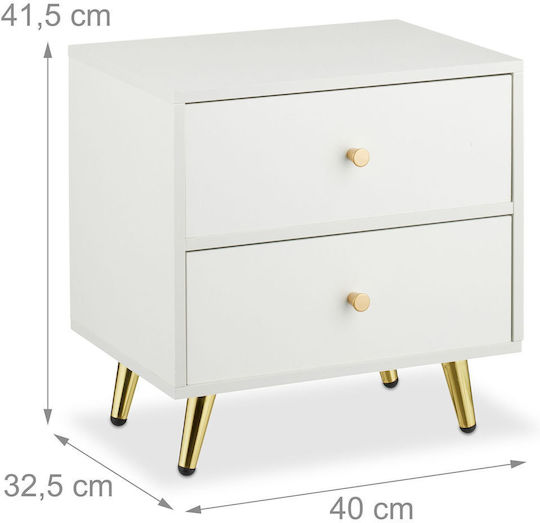 Нощни Шкафчета Дървени Бели 2 Бройки 41.5x40x32.5см